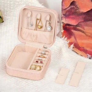 Compact Travel Jewelry Organizer Portable Zipper Case Rings Earrings Necklace